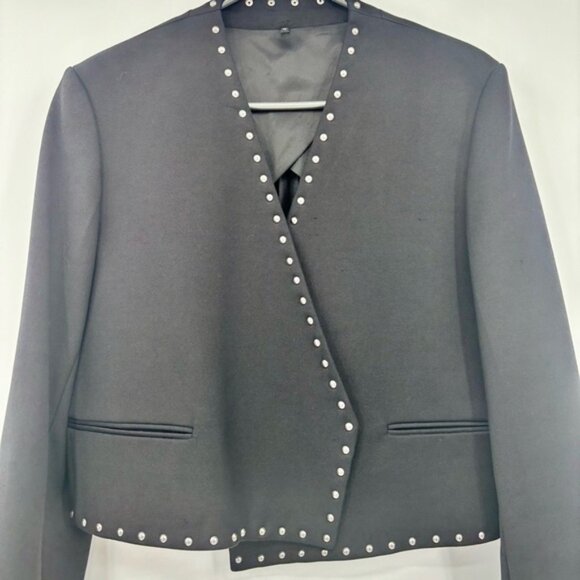 Helmut Lang Womens Studded Blazer Jacket Black 12 - Picture 9 of 13